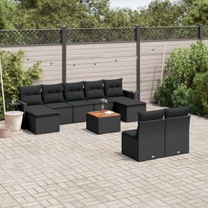 Maison exclusive - salon de jardin 10 pcs avec coussins noir résine tressée