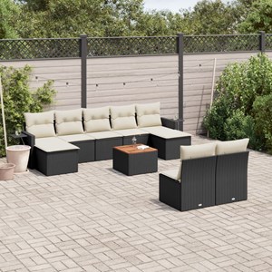 Maison exclusive - salon de jardin 10 pcs avec coussins noir résine tressée