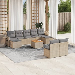 Maison exclusive - salon de jardin avec coussins 10 pcs beige résine tressée