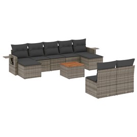 Maison exclusive - salon de jardin avec coussins 10 pcs gris résine tressée
