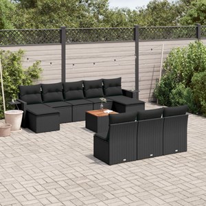 Maison exclusive - salon de jardin 11 pcs avec coussins noir résine tressée