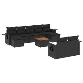 Maison exclusive - salon de jardin 10 pcs avec coussins noir résine tressée