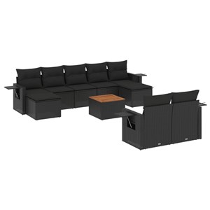 Maison exclusive - salon de jardin 10 pcs avec coussins noir résine tressée
