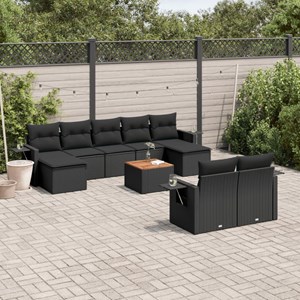 Maison exclusive - salon de jardin 10 pcs avec coussins noir résine tressée