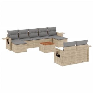 Maison exclusive - salon de jardin avec coussins 10 pcs beige résine tressée