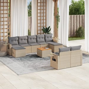 Maison exclusive - salon de jardin avec coussins 10 pcs beige résine tressée