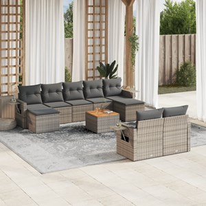 Maison exclusive - salon de jardin avec coussins 10 pcs gris résine tressée