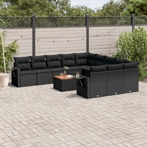 Maison exclusive - salon de jardin 12 pcs avec coussins noir résine tressée