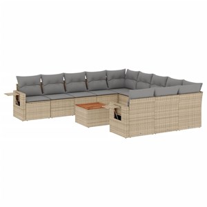 Maison exclusive - salon de jardin avec coussins 12 pcs beige résine tressée