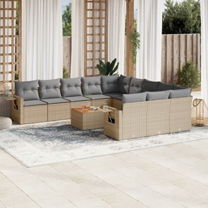 Maison exclusive - salon de jardin avec coussins 12 pcs beige résine tressée