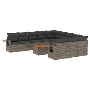 Maison exclusive - salon de jardin avec coussins 12 pcs gris résine tressée