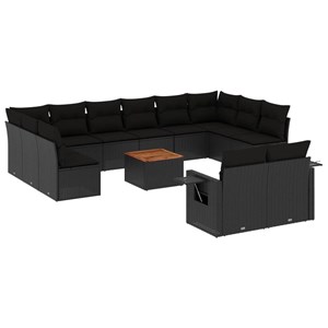 Maison exclusive - salon de jardin avec coussins 13 pcs noir résine tressée