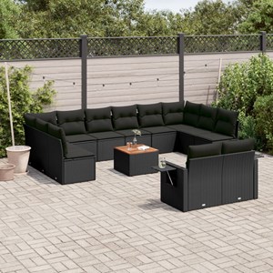 Maison exclusive - salon de jardin avec coussins 13 pcs noir résine tressée