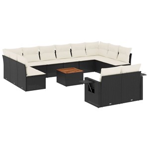Maison exclusive - salon de jardin avec coussins 13 pcs noir résine tressée