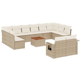 Maison exclusive - salon de jardin avec coussins 13 pcs beige résine tressée