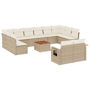 Maison exclusive - salon de jardin avec coussins 13 pcs beige résine tressée