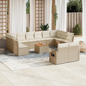 Maison exclusive - salon de jardin avec coussins 13 pcs beige résine tressée