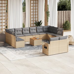 Maison exclusive - salon de jardin avec coussins 13 pcs beige résine tressée