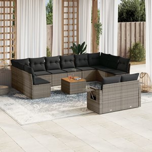 Maison exclusive - salon de jardin avec coussins 13 pcs gris résine tressée