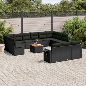 Maison exclusive - salon de jardin avec coussins 14 pcs noir résine tressée