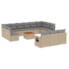 Maison exclusive - salon de jardin avec coussins 14 pcs beige résine tressée