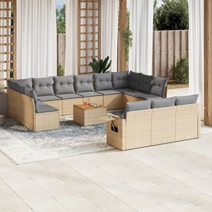 Maison exclusive - salon de jardin avec coussins 14 pcs beige résine tressée