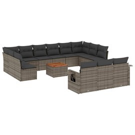 Maison exclusive - salon de jardin avec coussins 14 pcs gris résine tressée