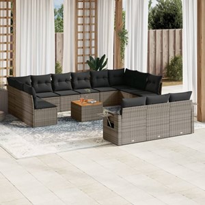 Maison exclusive - salon de jardin avec coussins 14 pcs gris résine tressée