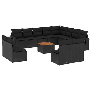 Maison exclusive - salon de jardin avec coussins 13 pcs noir résine tressée