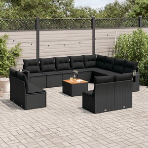 Maison exclusive - salon de jardin avec coussins 13 pcs noir résine tressée