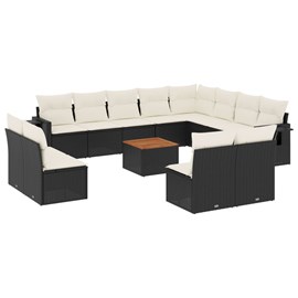 Maison exclusive - salon de jardin avec coussins 13 pcs noir résine tressée