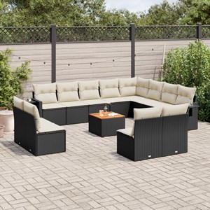 Maison exclusive - salon de jardin avec coussins 13 pcs noir résine tressée