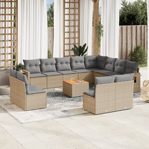 Maison exclusive - salon de jardin avec coussins 13 pcs beige résine tressée