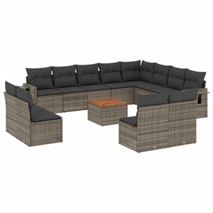 Maison exclusive - salon de jardin avec coussins 13 pcs gris résine tressée