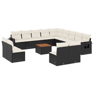 Maison exclusive - salon de jardin avec coussins 14 pcs noir résine tressée