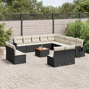 Maison exclusive - salon de jardin avec coussins 14 pcs noir résine tressée