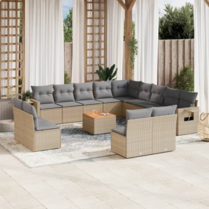 Maison exclusive - salon de jardin avec coussins 14 pcs beige résine tressée