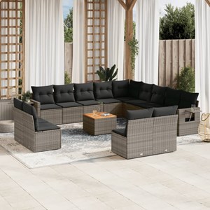 Maison exclusive - salon de jardin avec coussins 14 pcs gris résine tressée