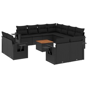 Maison exclusive - salon de jardin 12 pcs avec coussins noir résine tressée
