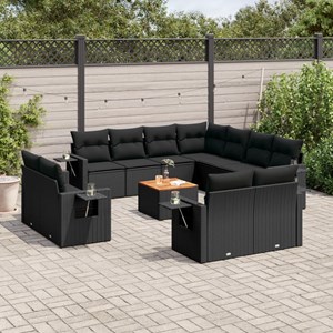 Maison exclusive - salon de jardin 12 pcs avec coussins noir résine tressée