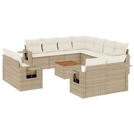 Maison exclusive - salon de jardin avec coussins 12 pcs beige résine tressée
