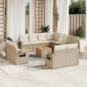 Maison exclusive - salon de jardin avec coussins 12 pcs beige résine tressée