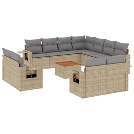 Maison exclusive - salon de jardin avec coussins 12 pcs beige résine tressée