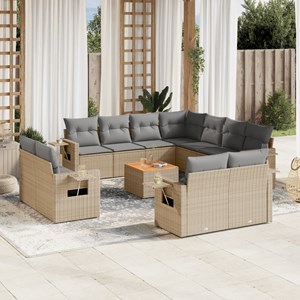 Maison exclusive - salon de jardin avec coussins 12 pcs beige résine tressée