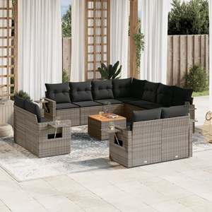 Maison exclusive - salon de jardin avec coussins 12 pcs gris résine tressée