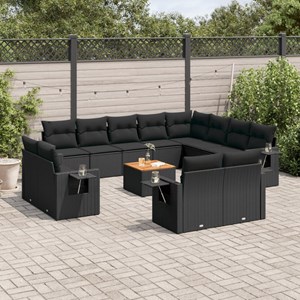 Maison exclusive - salon de jardin avec coussins 13 pcs noir résine tressée