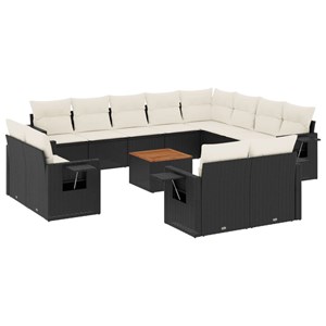 Maison exclusive - salon de jardin avec coussins 13 pcs noir résine tressée