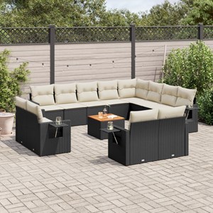 Maison exclusive - salon de jardin avec coussins 13 pcs noir résine tressée