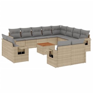 Maison exclusive - salon de jardin avec coussins 13 pcs beige résine tressée