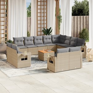 Maison exclusive - salon de jardin avec coussins 13 pcs beige résine tressée
